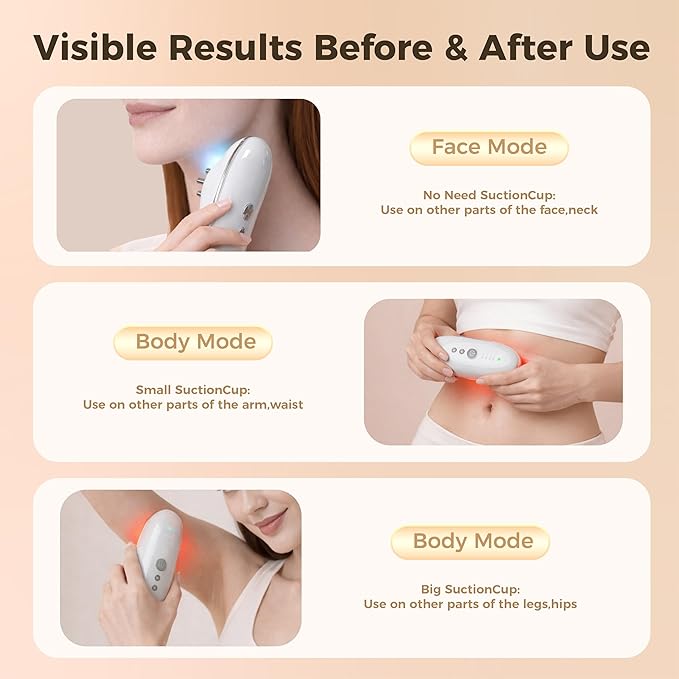 5-in-1 Lymphatic Drainage Massager, Microcurrent & Red Blue LED Massager with LIPO Vacuum, Facial and Body Contouring Tool for Abdomen, Thighs, Arms & Face