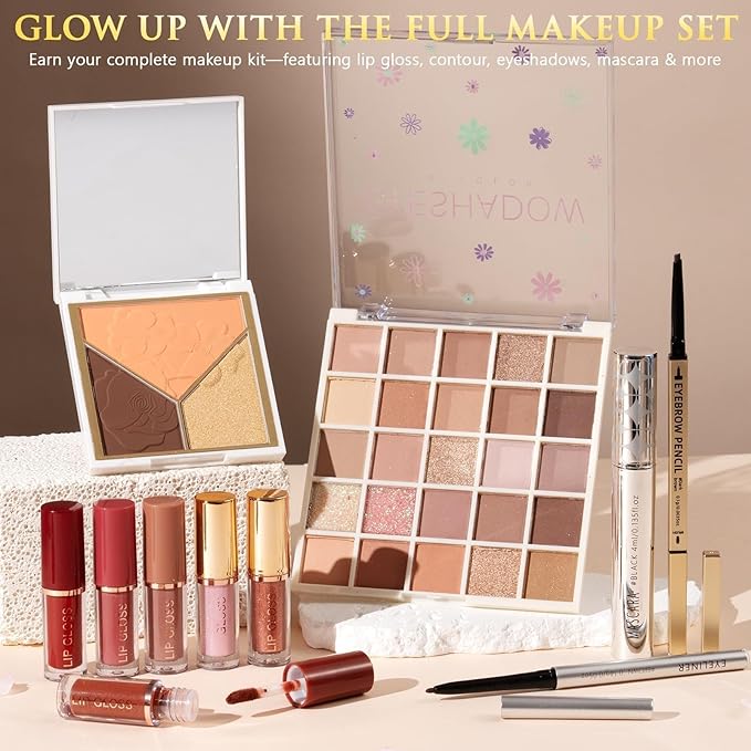 Teen Girl Gifts Trendy Stuff, 10 Positive Affirmation Cards & Empowering Challenges to Unlock 10 Wrapped Makeup Gift Set Motivational Birthday Easter Egg Stuffers Gift Basket for Tween & Teenage Girls