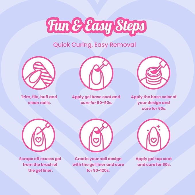 beetles 6 Colors Nail Art Gel Liner White Pink Summer Blue Red Gel Nail Polish Painted Soak Off Uv Lamp Art Nails for Thin French Line Nails Drawing Stripe DIY Manicure Gifts for Women