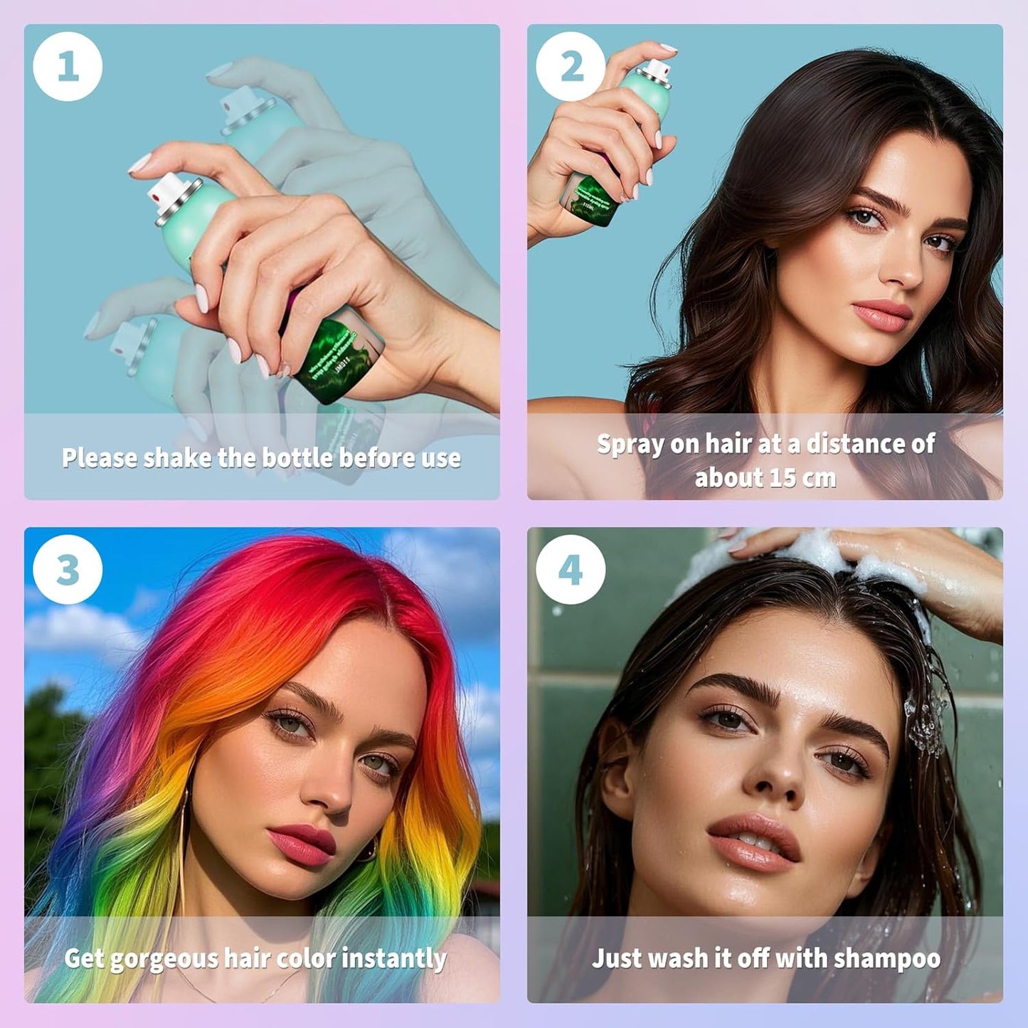 Black Hair Spray,Hair Color Spray Dye,Temporary Hair Color Spray for Kids Women Men,Color Hair Spray for Kids,Washable Hair Coloring Natural Temporary Hair Dye for Party,Halloween,Cosplay(Black)