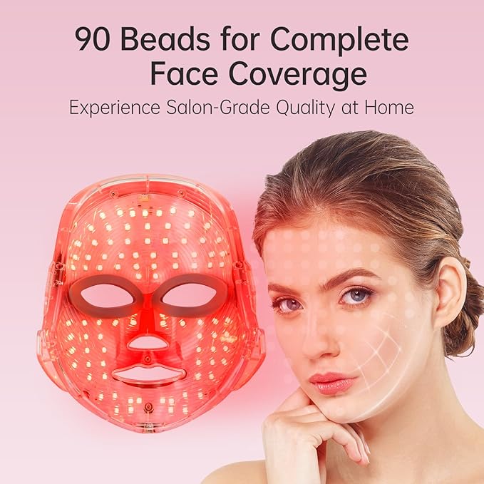 Red Light Mask for Face, 7 Color Red Light Facial Masks, At-Home Facial Care Device, Portable, Cordless, and Rechargeable