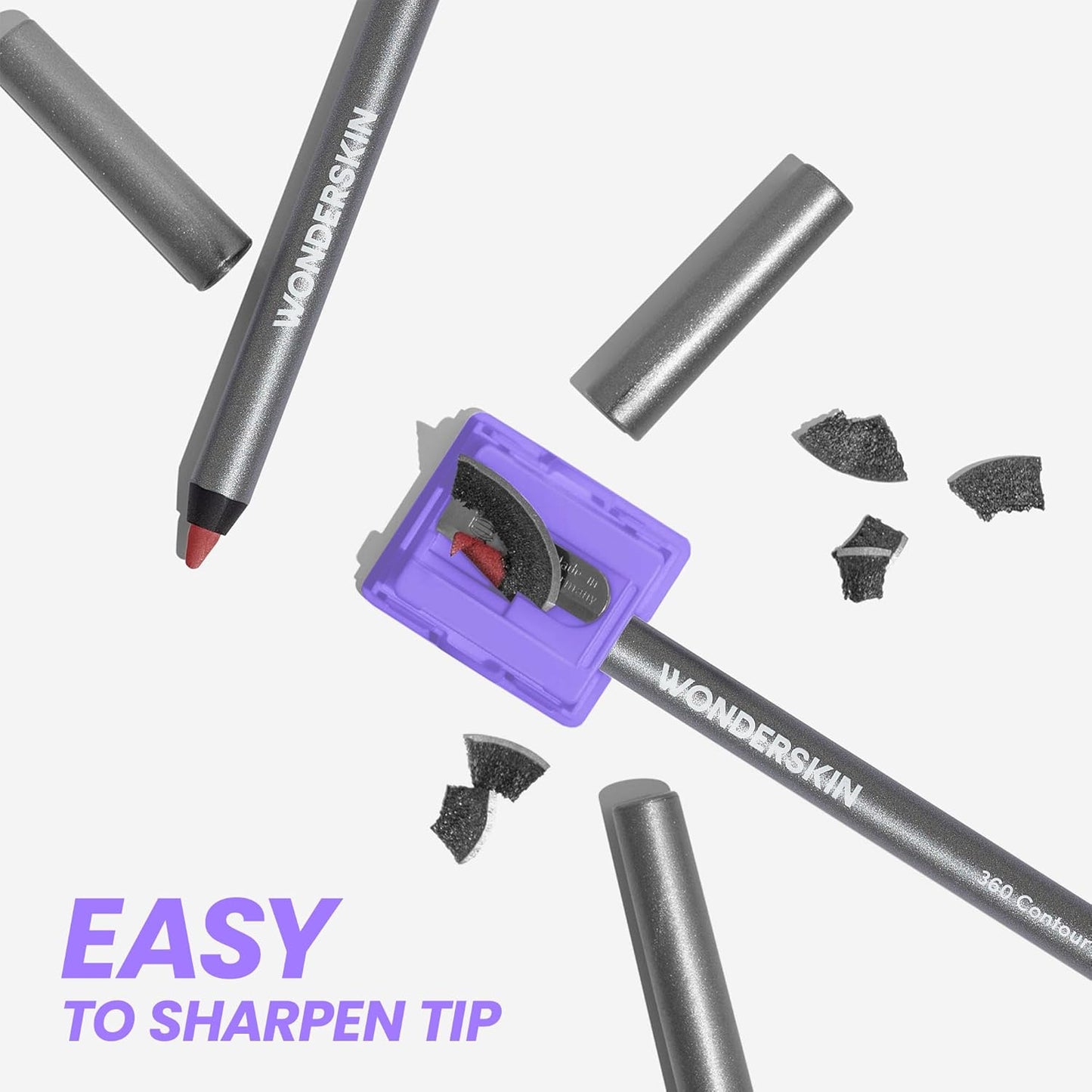 Wonderskin Lip Liner Pencil - 360 Contour Lipliner, Long Lasting, Sharpenable, Waterproof and Transfer-Proof Brown Lip Liner Pencil (Saddle)