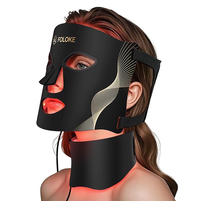Red Light Therapy for Face, LED Light Therapy Mask & Neck Skin Care Mask, Infrared Red Light Therapy Mask Wavelength for Home Use Working Travel Yoga Sleep