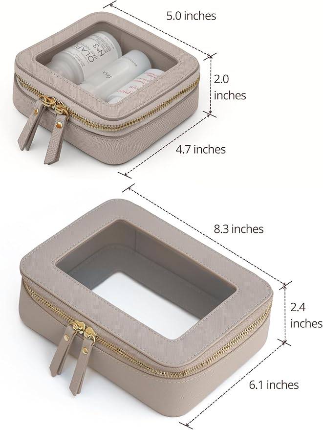 Popvibe Clear Makeup Bag Travel Cosmetic Case Transparent Toiletry Bag with Zipper, Portable Make Up Organizer Traveling Compact Car Bag for Essentials