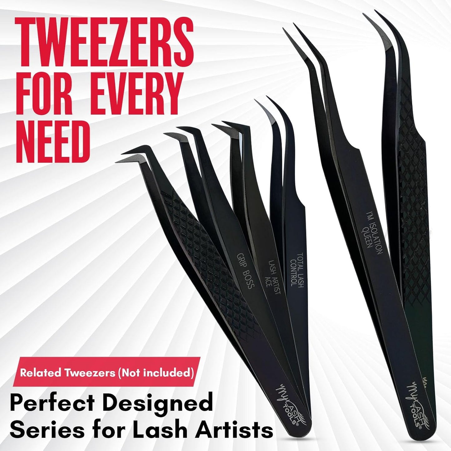 90 Degree Volume Fiber Tip Lash Tweezer – FAN BOSS, Non Slip Grip Professional Eyelash Extension Tweezers for Mega Volume Fans, Lash Artist Precision Tool (Black)