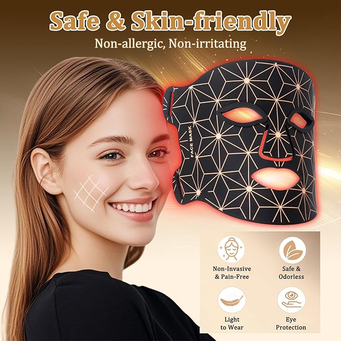 Red Light Therapy for Face, 8 Colors LED Face Mask Light Therapy with 850NM Near-Infrared, 3000 mAh Rechargeable Red Light Therapy Mask, Skin Care Device at Home and Travel for Skin Rejuvenation