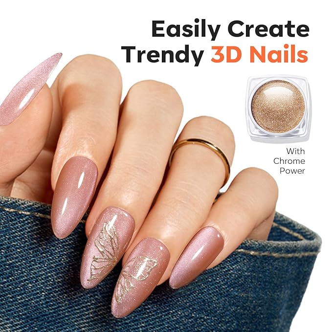 modelones 16 PCS Gel Nail Stamping Plate Set, French Tip Tool Gold Silver Pearl Chrome Powder Proof Matte Top Coat White Black Painting Gel Polish Double Head Nail Art Brush DIY Manicure Gift Kit