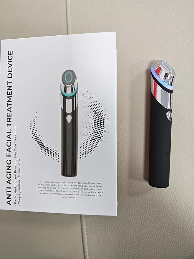 Upgraded Facial Device - All-in-1 LED Therapy Tool for Wrinkle Reduction & Skin Firming | at-Home Anti-Aging Care for Glowing, Hydrated Skin | Portable Microcurrent Facial Massager for All Skin Types