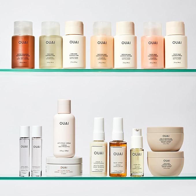 OUAI Thick Shampoo Travel Size - Moisturizing Shampoo with Keratin, Marshmallow Root, Shea Butter, Avocado Oil for Thick Hair - Strengthens & Hydrates - Paraben & Sulfate Free (3 Fl Oz)