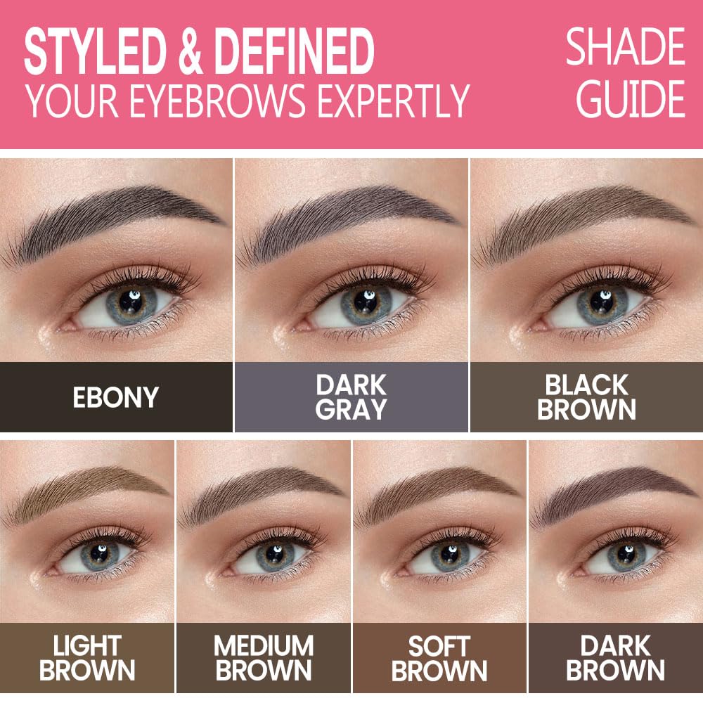 3Pcs Waterproof Eyebrow Pencil, Professional Makeup Micro Brow Pencil, Double-ended ultra-fine eyebrow pencil, Ultra-Fine Mechanical Pencil (3, 03#Black Brown)