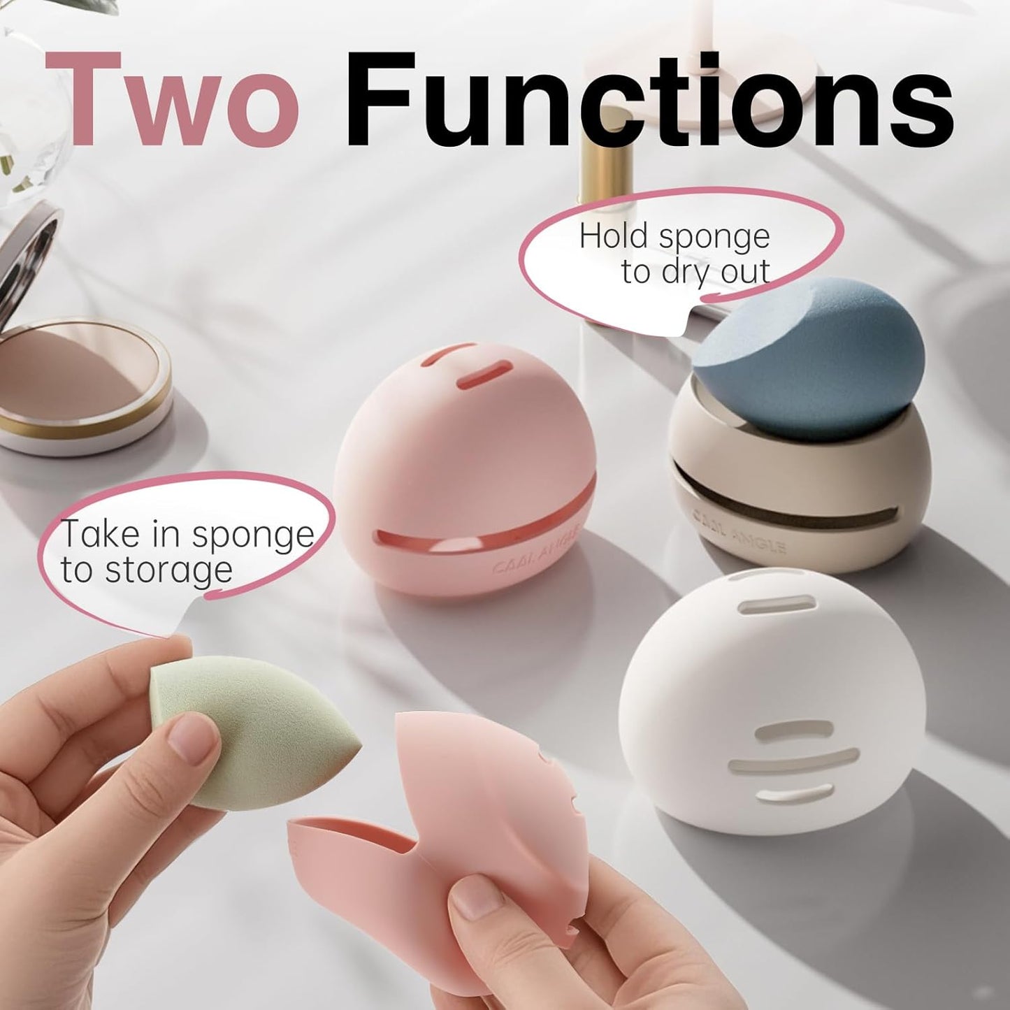 Silicone Makeup Brush Holder And Beauty Sponge Case, Travel Makeup Brush Case With Magnetic Closure, Makeup Sponge Holder 2 In 1 Stand Storage For Quick Drying Pink