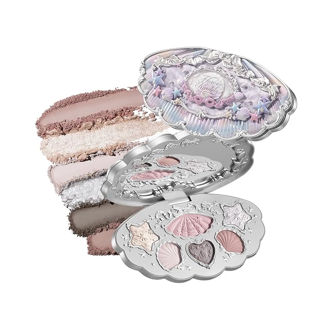 Flower Knows Shell's Jewel 6-Color Makeup Palette,Nude Pink Eyeshadow with 4 Matte + 2 Shimmer Shades,Blendable Smooth Cute Make Up,0.23 Oz(01 Moonlight Pearl)