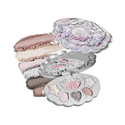 Flower Knows Shell's Jewel 6-Color Makeup Palette,Nude Pink Eyeshadow with 4 Matte + 2 Shimmer Shades,Blendable Smooth Cute Make Up,0.23 Oz(01 Moonlight Pearl)
