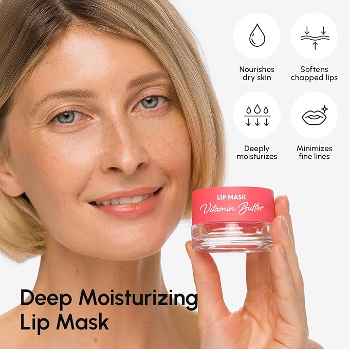 MAREE Lip Mask Overnight 2 Pack - Lip Moisturizer For Very Dry Lips - Hydrating Lip Butter Balm with Hyaluronic Acid & Collagen - Overnight Lip Treatment - Lip Sleeping Mask Repair