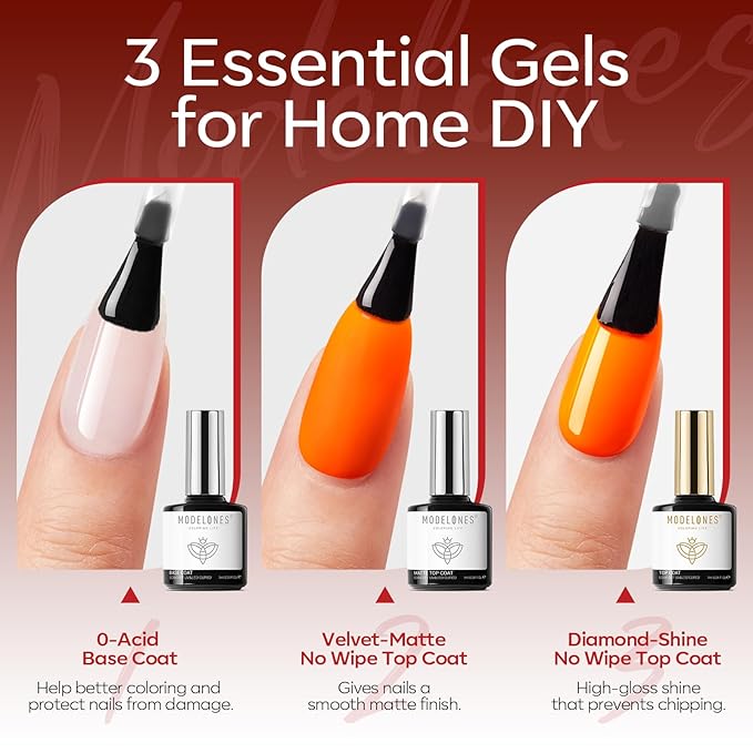 modelones 32 PCS Gel Nail Polish Kit, 28 Colors Christmas Gel Polish with Blooming Gel, Base Coat, Glossy & Matte Top Coat Cat Eye Jelly Glitter Chameleon Soak Off LED Nail Art Kit Salon at Home