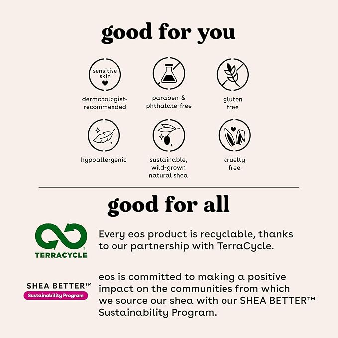 eos Cashmere Lip Butter - Vanilla Cashmere, Plumping Peptides, Smoothing, eos Lip Butter, Shea Butter, Lip Mask, Lip Moisturizer, Soft Lips, 0.35 fl oz