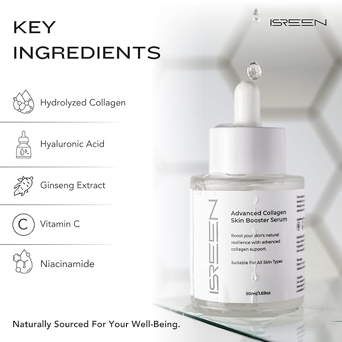 Advanced Collagen Serum Korean for Skin Booster | Dermatologist Tested with Hyaluronic Acid, Niacinamide & Ginseng |Korean Serum for glow & Radiance for All Skin | 50ml