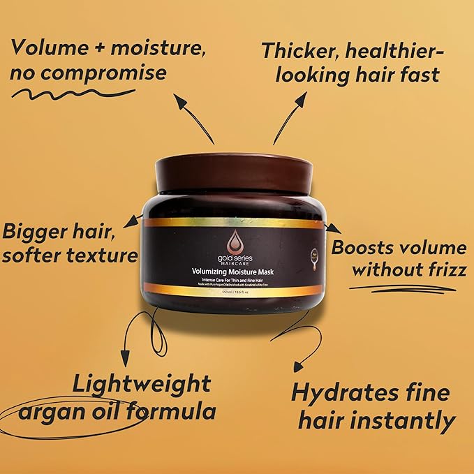 Gold Series Deep Conditioning Hair Mask - Moisturizing Treatment with Argan Oil for Dry, Damaged Hair, Volumizing Conditione (18.6 Oz)