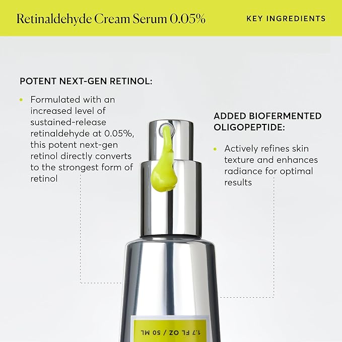 Naturium Retinaldehyde Cream Serum 0.05%, Advanced Anti-Aging & Smoothing Face & Skin Care, 1.7 oz