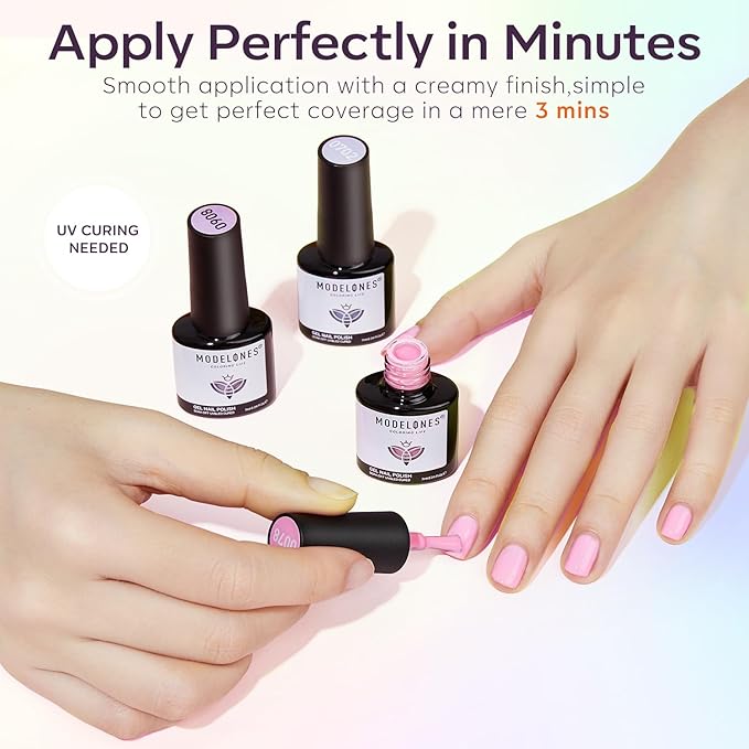 modelones 32 PCS Gel Nail Polish Set, 28 Colors Spring Colorful Gel Polish with No Wipe Base Coat, Glitter & Glossy & Matte Top Coat Soak Off LED Nail Art Kit Salon at Home