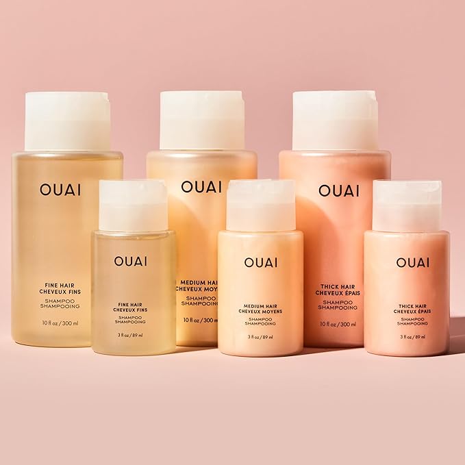 OUAI Thick Shampoo Travel Size - Moisturizing Shampoo with Keratin, Marshmallow Root, Shea Butter, Avocado Oil for Thick Hair - Strengthens & Hydrates - Paraben & Sulfate Free (3 Fl Oz)