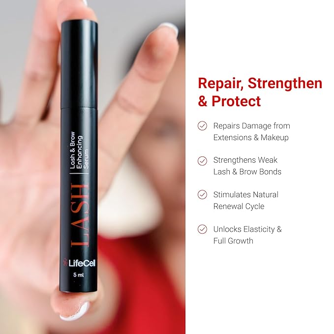 LifeCell Lash Serum, Enhancing Eyelash and Eyebrow Serum for Long Thick Lashes and Brows - Natural Growth Booster, Conditioner, and Thickener for Amplifying Length
