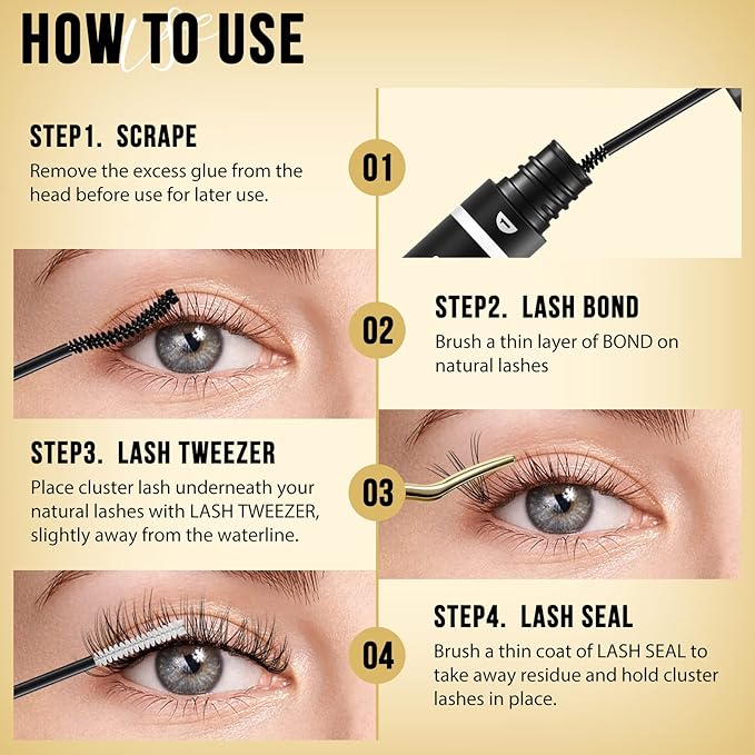 QUEWEL Lash Clusters 320Pcs Cluster Lashes 10D D Curl Lash Cluster Eyelash Extensions Mix12-18mm Individual Eyelashes Clusters Wispy Lash Clusters Thin Band Soft to Use at Home(10D D Mix12-18)