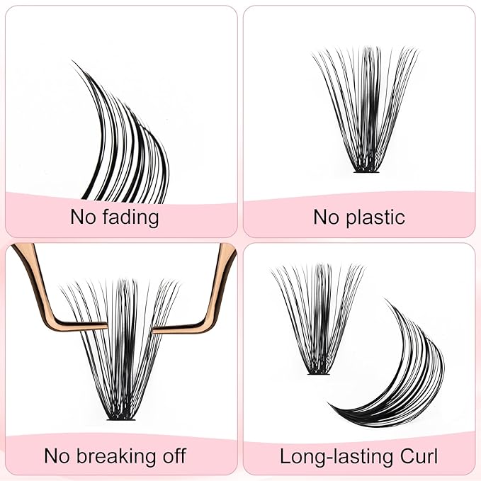 Individual Lashes 300pcs 20D+40D+50D Mixed Lash Clusters C Curl Cluster Lashes Natural Look Lash Clusters Extensions Cluster Lashes DIY Eyelash Extension Supplies (20D/40D/50D-0.07C, 10-18mm)