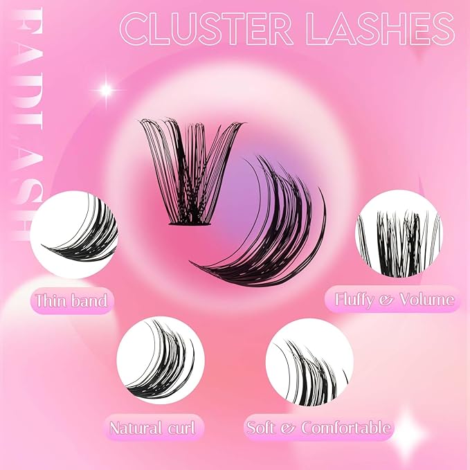 Lash Clusters 60D+80D Fluffy Eyelash Clusters D Curl 15-20mm Individual Lashes Cluster Eyelash Extensions Wispy Thick Lash Extension Clusters (60+80D-0.07-D, 15-20mm)