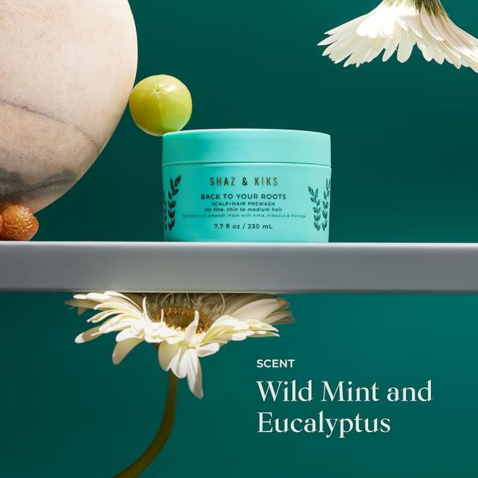 SHAZ & KIKS Essential Prewash Scalp+Hair Mask for Fine, Thin to Medium Hair | Deliver 35+ Essential Nutrients to Build Long-term Health | Stimulate Growth & Thicken Fine Strands | Color-Safe | 230ml