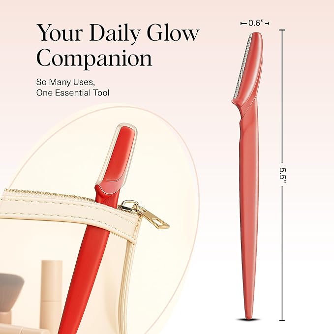 Kitsch Dermaplane Razor for Women Face – Face Razors for Women & Men, Eyebrow Trimmer & Face Shaver – Exfoliating Facial Razor & Skin Care Tool for Smoother Skin - Coral, 12 pcs