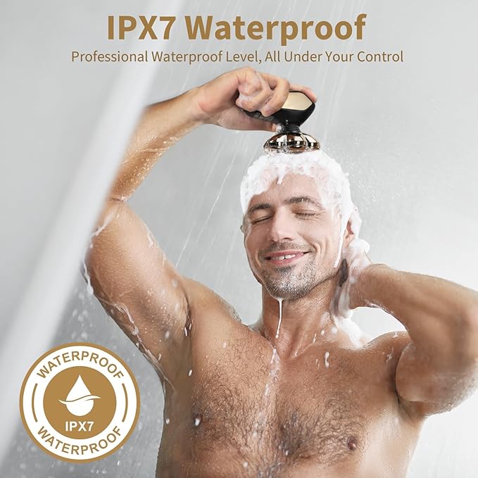 SHPAVVER Head Shavers for Bald Men: 5-in-1 Upgraded Electric Razor - IPX7 Waterproof Shaving Grooming Kit for Balder - Turbo Speed & Precision Blades (Deep Gold)