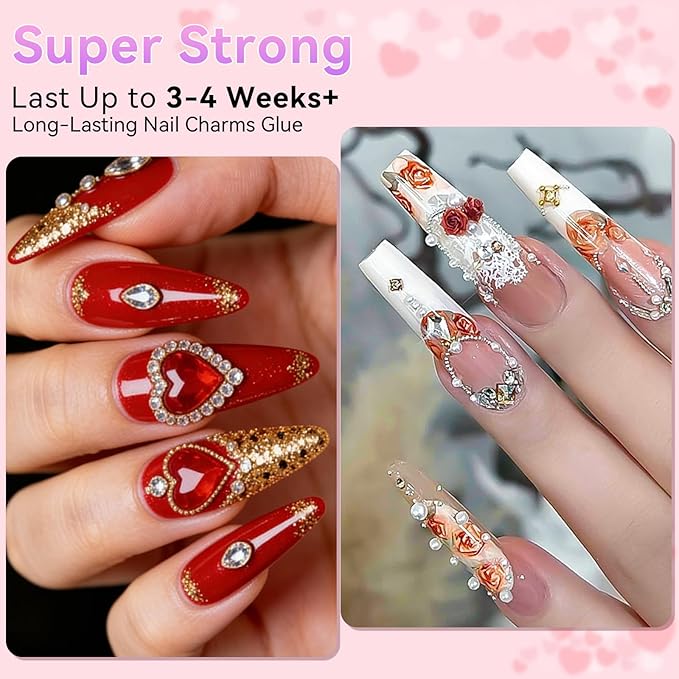 Makartt Rhinestone Glue for Nails: Super Strong Gel Nail Glue for Nail Charms Gems Decorations, 3D Gel Nail Art Bling Jewel Diamonds for Salon & DIY Manicure, 30ML UV Lamp Cured Need Beauty Gifts