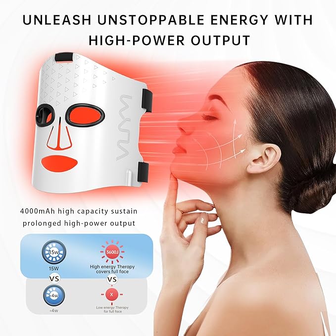 VYM Red Light Therapy Mask: 292 LEDs Professional Infrared Red Light Therapy for Face Mask Light Therapy Replace Photon Rejuvenation