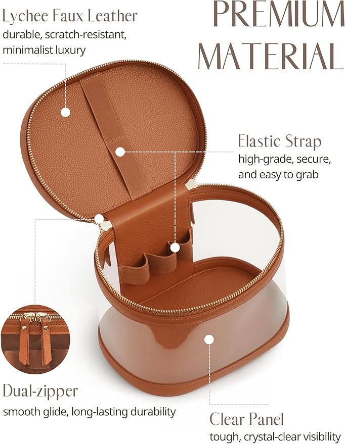 Popvibe Clear Makeup Bag Travel Cosmetic Case Transparent Toiletry Bag with Zipper, Portable Make Up Organizer Traveling Compact Car Bag for Essentials