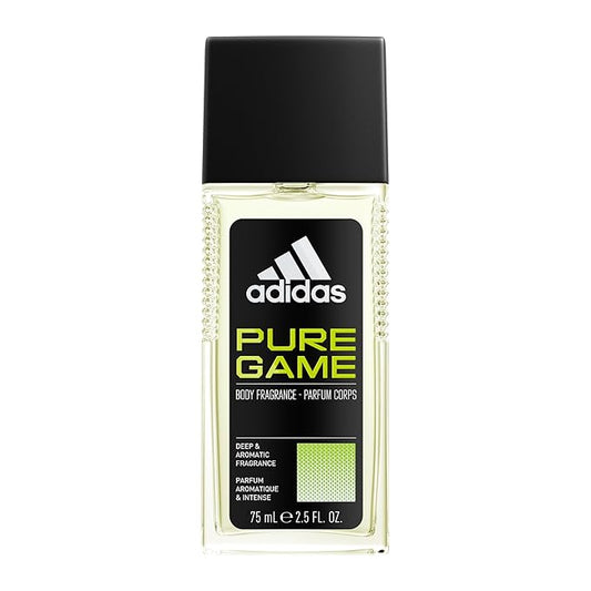 Adidas Pure Game Body Fragrance 2.5 fl oz (Pack of 1), Notes of Grapefruit, Lavender, and Sandalwood, Men's fragrance, Long lasting, Sporty fragrance, Travel size
