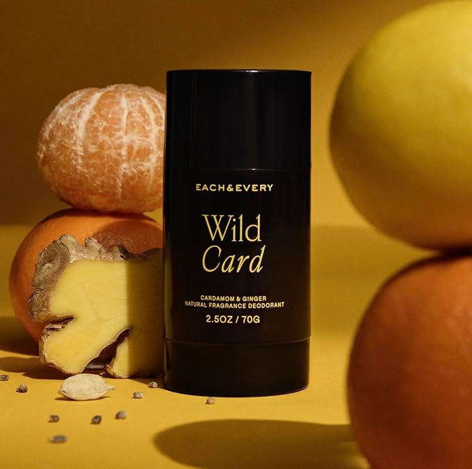 Each & Every All Natural Deodorant for Men & Women - Sensitive Skin, Vegan, Baking Soda & Aluminum-Free Deodorant - Clean Long Lasting Odor Control - Cardamom & Ginger Natural Fragrance, 2.5oz