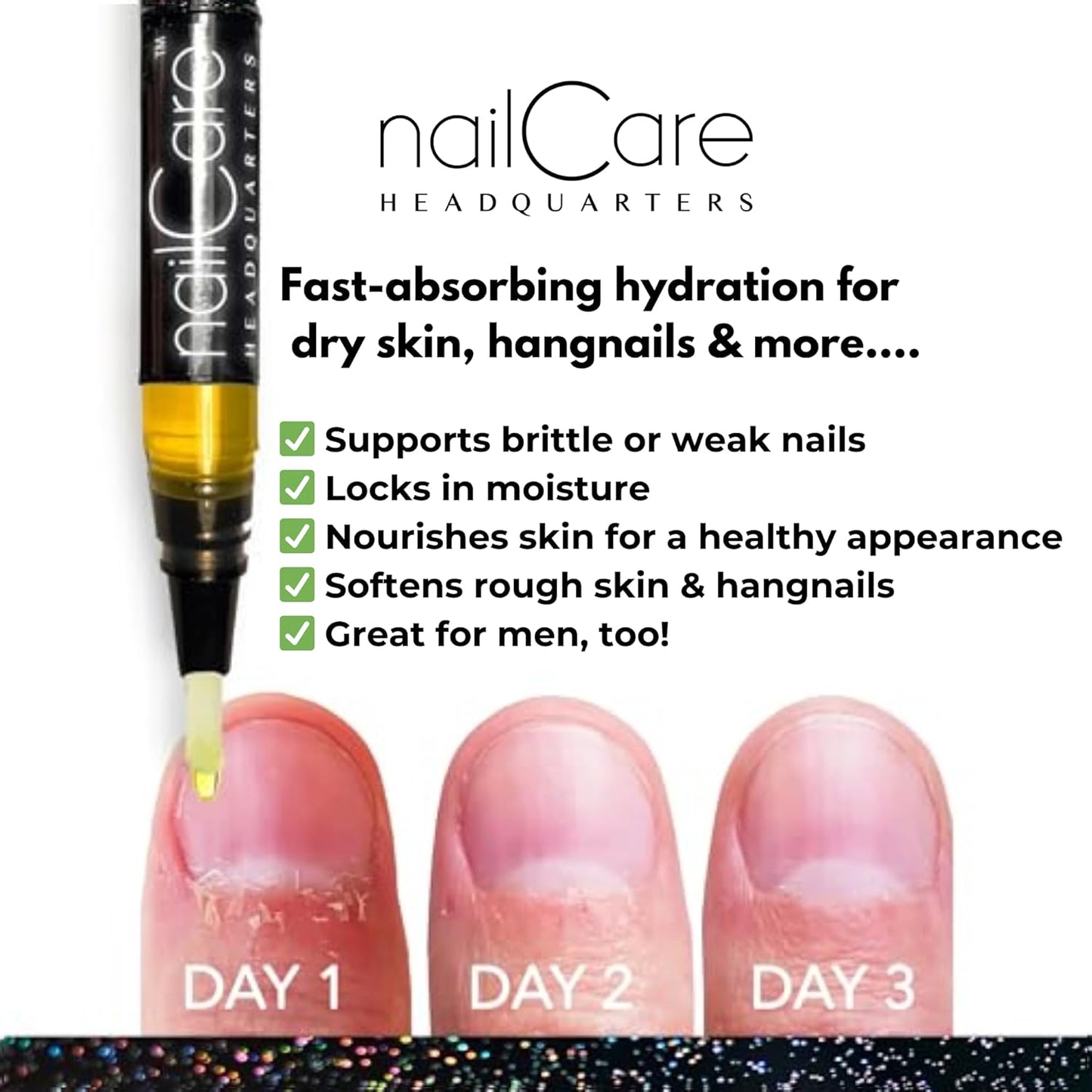 Nail Care Headquarters Cuticle Oil Pen for Nails - Nail Strengthener & Growth Serum for Damaged Nails, Hangnails w/Jojoba cuticle oil—Natural Fragrance - from Bliss Kiss