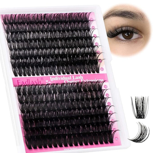 Lash Clusters 60D+80D Fluffy Eyelash Clusters D Curl 15-20mm Individual Lashes Cluster Eyelash Extensions Wispy Thick Lash Extension Clusters (60+80D-0.07-D, 15-20mm)