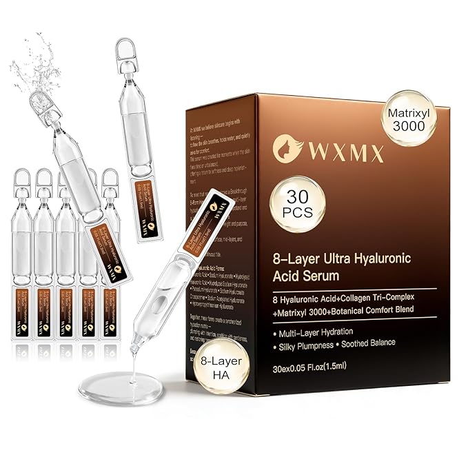 Ultra Hyaluronic Acid Serum With 8 HA Forms + Matrixyl 3000, Collagen Tri - Complex & Peptide, Multi - Layer Hydration Anti-Aging Serum, Hyaluronic Acid Serum for Face (0.05 Fl Oz (Pack of 30))