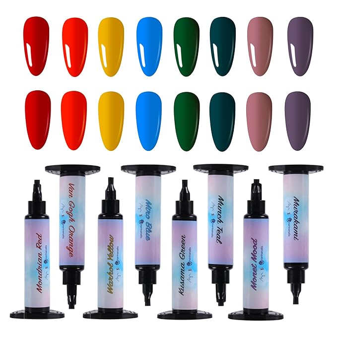 16 colours Narina The Artist Palette x MPA with mixing pad, 2 mini palettes, 24 grids for Nail Art, Solid colour 5g each High Pigment & Coverage.