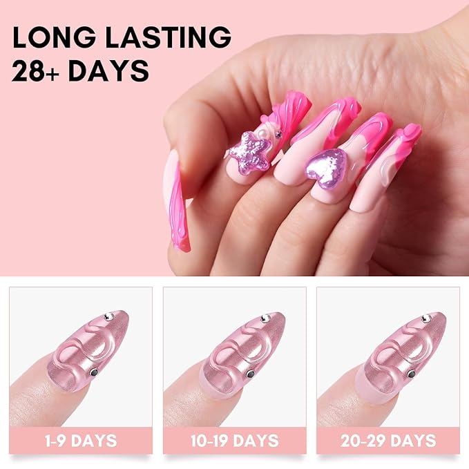 Makartt Nail Rhinestone Glue with 3D Gel Kit – Super Strong Nail Charm Glue & Sculpting Gel for DIY Nail Art, Drawing, Molding & Embossed Designs, Easy to Use for Nail Lovers & Beginners