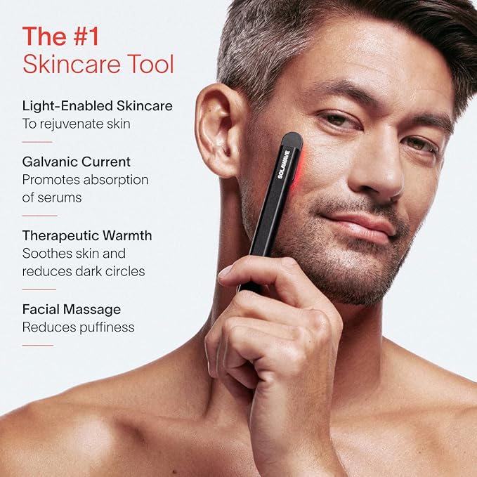 Solawave 4-in-1 Radiant Renewal Facial Wand | Red Light Therapy for Face and Neck | Galvanic Skincare Wand & Facial Massager | Anti-Aging Wrinkle Reduction | Solawave Original | Matte Black