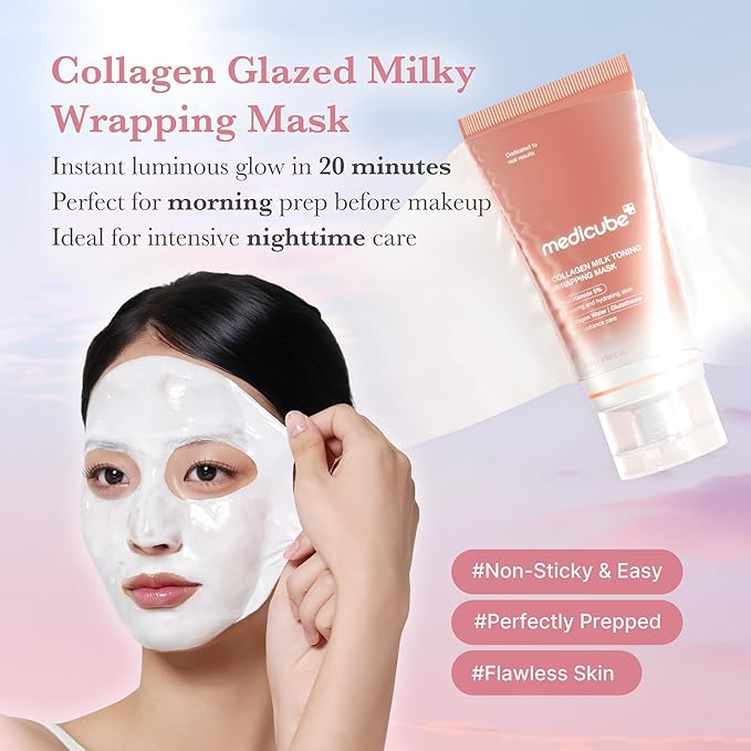 medicube Day & Night Collagen Wrapping Mask Duo: Collagen Glazed Milky Glow Daytime and Overnight Wrapping Mask | Hydrating & Firming Skincare Gift Set for Radiant Skin, Valentines Day Gifts for Her