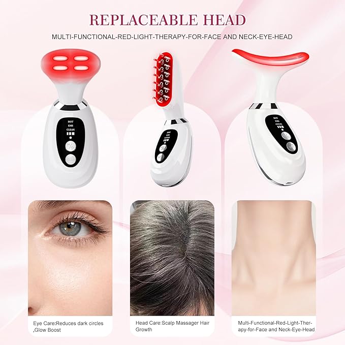 New Red-Light-Therapy-for-Face and Neck-Eye-Head Massager,7 Colors Skin Rejuvenation Lifting Facial Massager for Toning,Glow Boost,Wrinkle for Birthday, Christmas, Mothers Day, Valentines Day Gifts