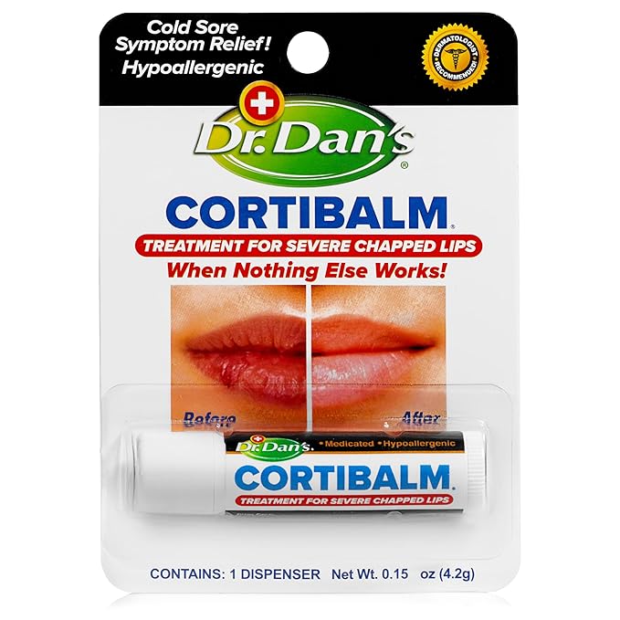 Dr. Dan's Cortibalm - 1 Pack - for Dry Cracked Lips - Healing Lip Balm for Severely Chapped Lips - Designed for Men, Women and Children…