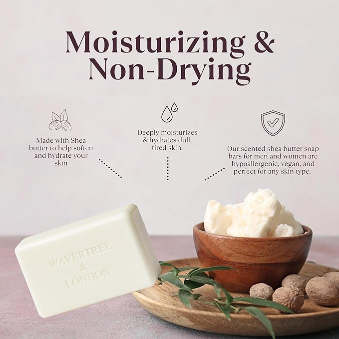 Wavertree & London Assorted Favorites 8 Bars Scented Natural Soap Bars, 7oz Each Moisturizing French Triple Milled Soap Bars Enriched with Shea Butter and Pure Plant Oils | All Body & Bath Soap