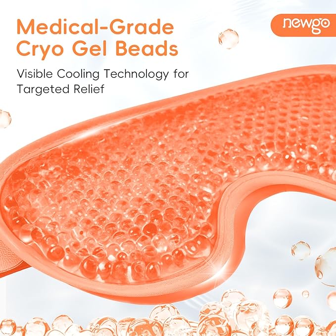 NEWGO Cooling Eye Mask for Puffy Eyes, Cold Eye Mask Eye Ice Pack for After Eyes Surgery, Tension Stress Relief, Itchy Eyes, Headaches, Dark Circles - Orange