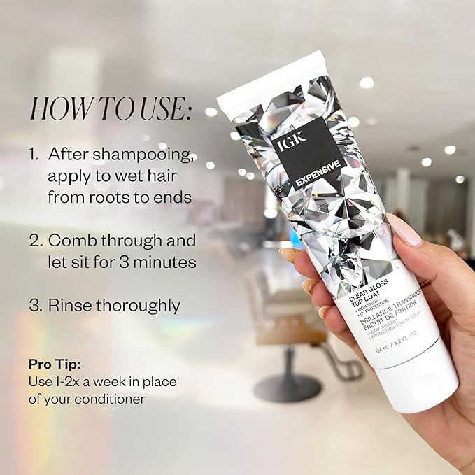 IGK Expensive Amla Oil High Shine Gloss Treatment | Strengthens, Softens & Enhances Shine | UV Protection + Color Safe | Vegan & Cruelty Free | 1.7 oz