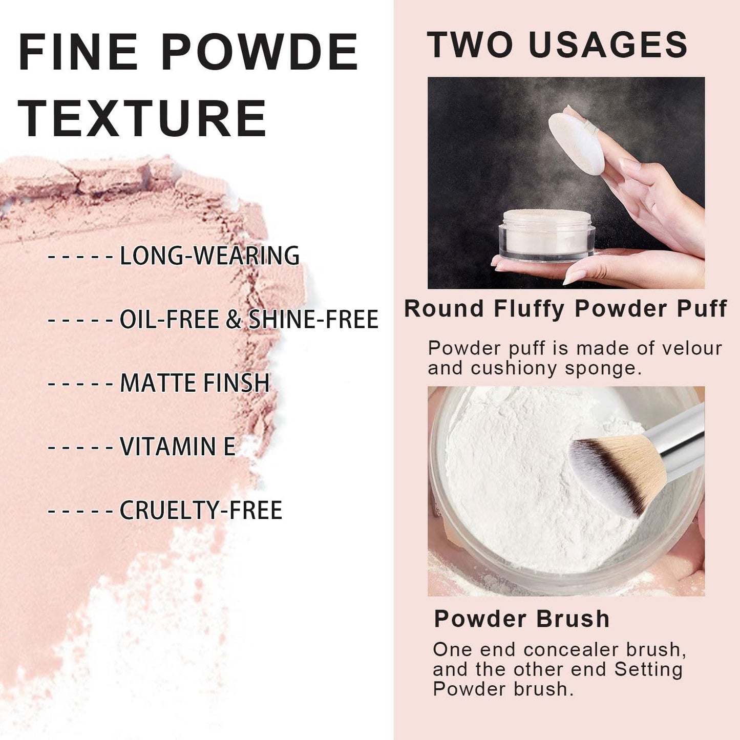 2PCS Loose Face Powder, Oil Control Minimizes Pores and Fine Lines, Loose Baking Face Setting Powder Makeup, Oil Control Soft Focus Effect Make Up, Matte Ultra Flawless Finish,8g (05# Fair)